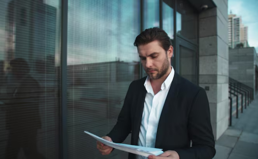 Empresário recebendo alvará de funcionamento